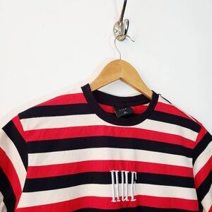 HUF Striped Tee in Black, White & Red